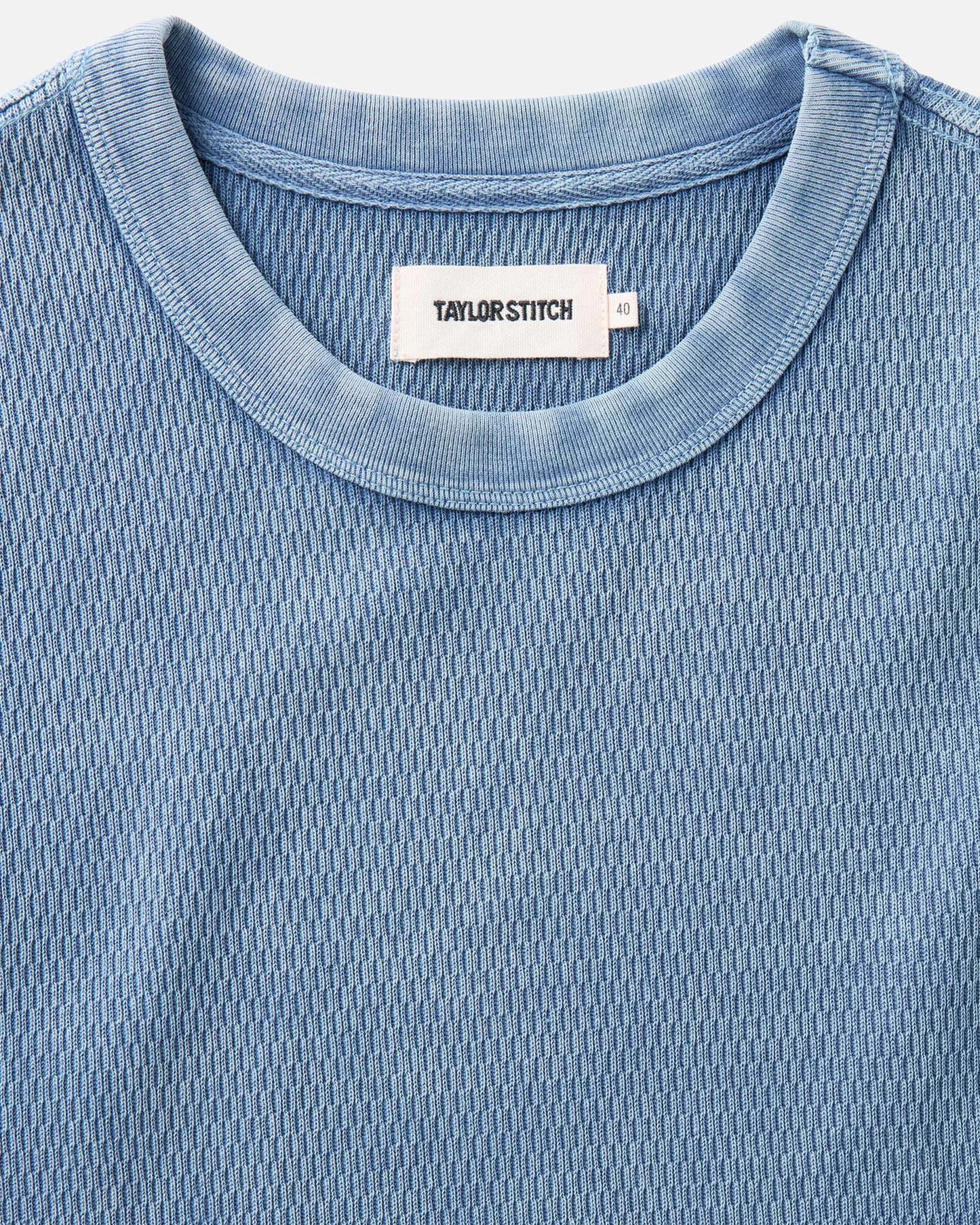 The Organic Cotton Short Sleeve Crew in Washed Blue Waffle