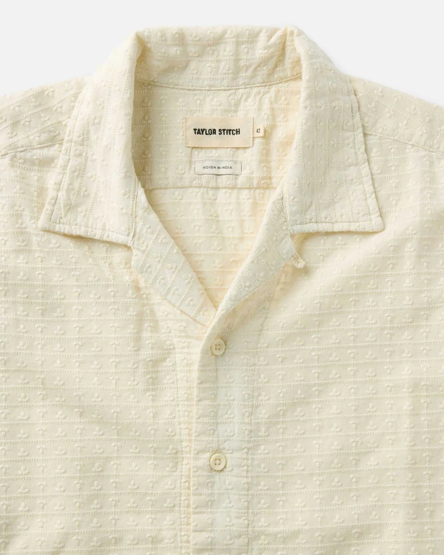 The Davis Shirt in Vintage White Embroidered Stripe
