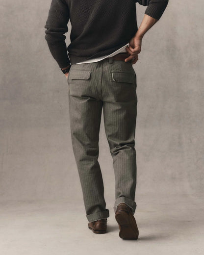 The Emlen Pant in Smoked Olive Herringbone