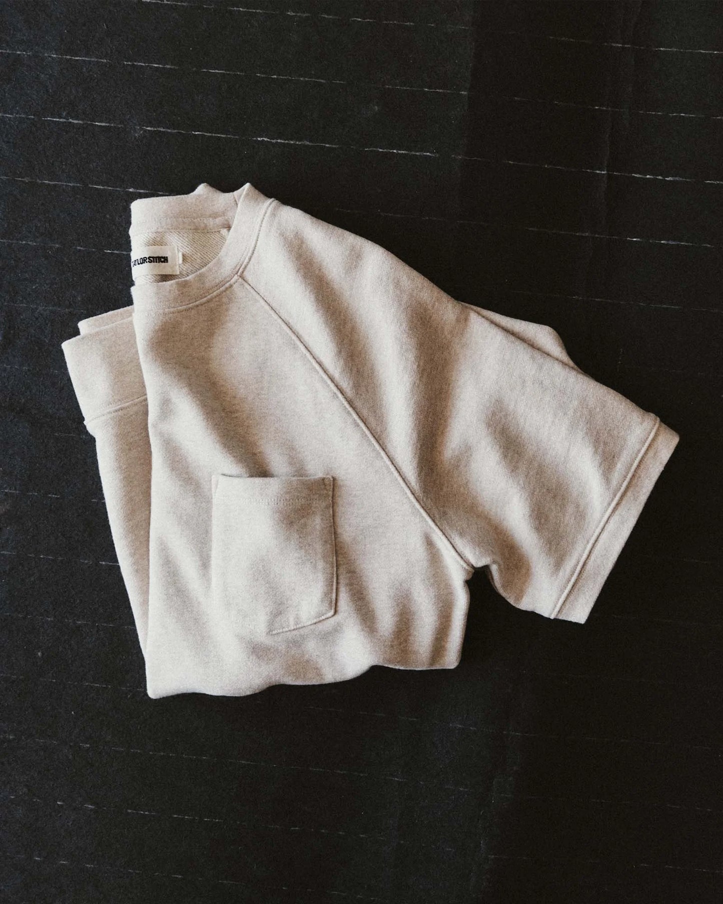 The Short Sleeve Sunset Crew in Heather Oat Terry