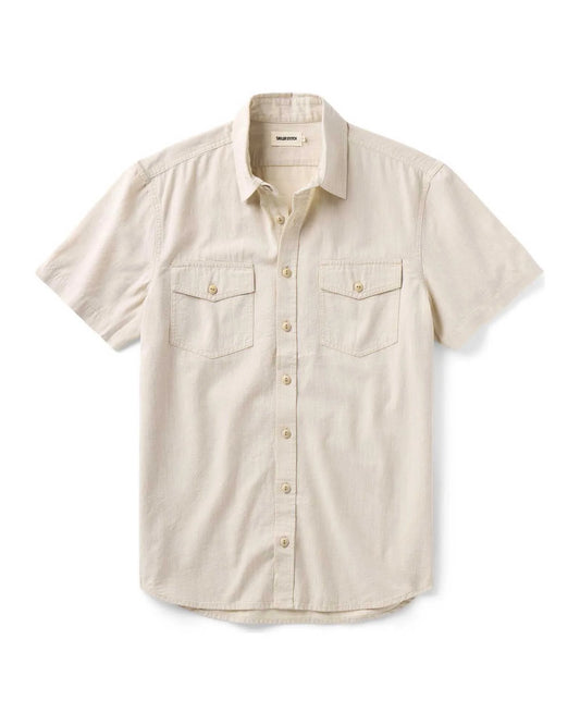The Short Sleeve Crew Shirt in Natural Chambray
