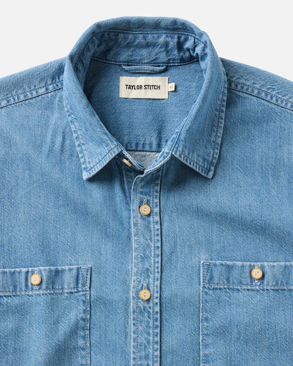 The Gulf Shirt in Washed Indigo Twill