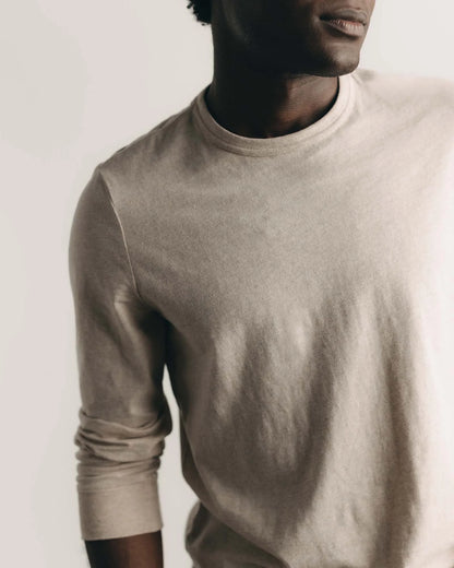 The Organic Cotton Long Sleeve Tee in Heather Oat
