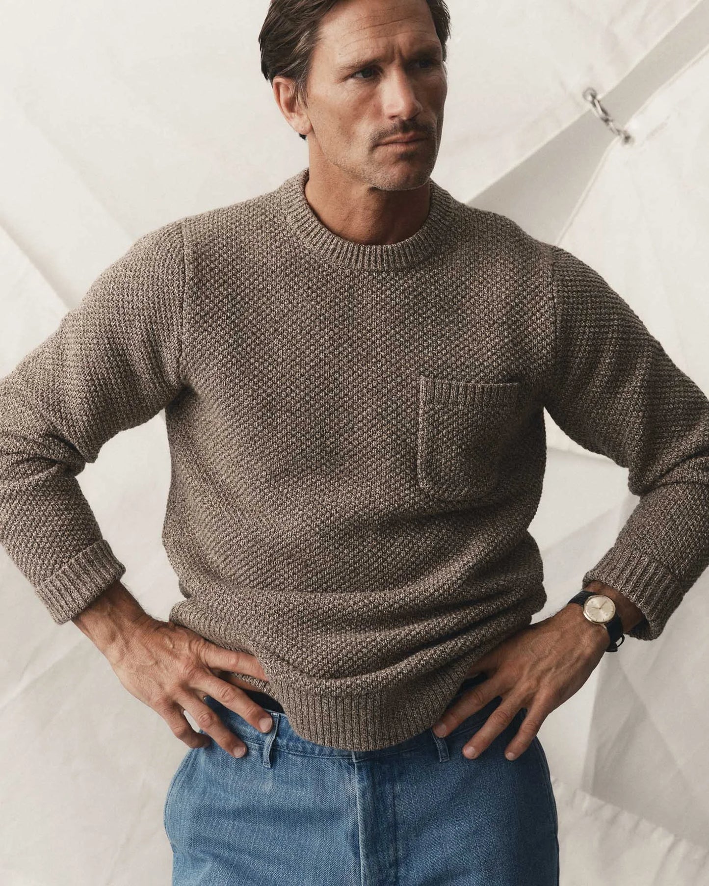The Crawford Crew Sweater in Coffee Twist