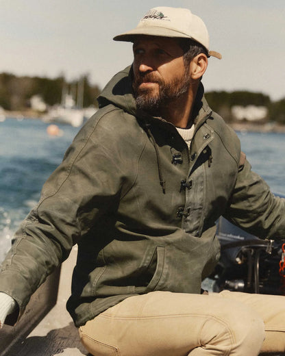 The Hatteras Anorak in Fatigue Olive Dry Wax Canvas