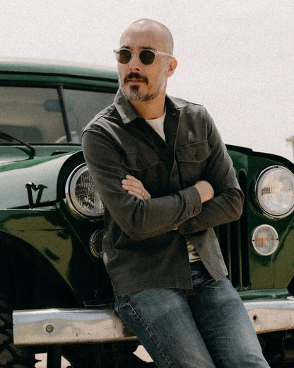The Surplus Shirt in Faded Black Reverse Sateen