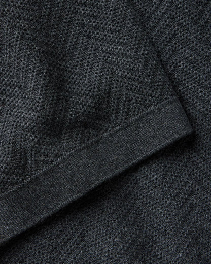 The Button Down Polo in Charcoal Herringbone