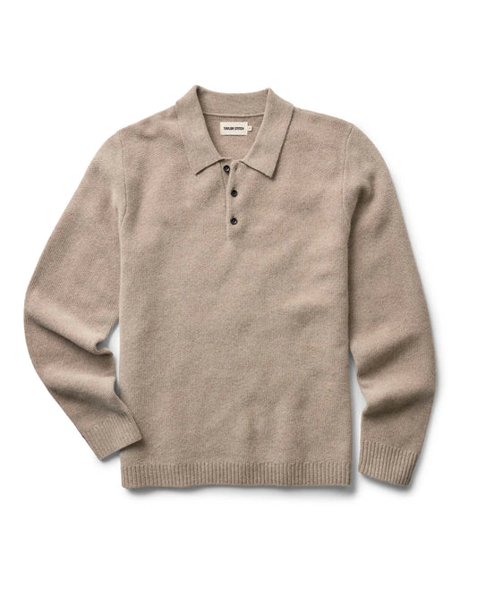 The Newton Sweater Polo in Heather Oatmeal