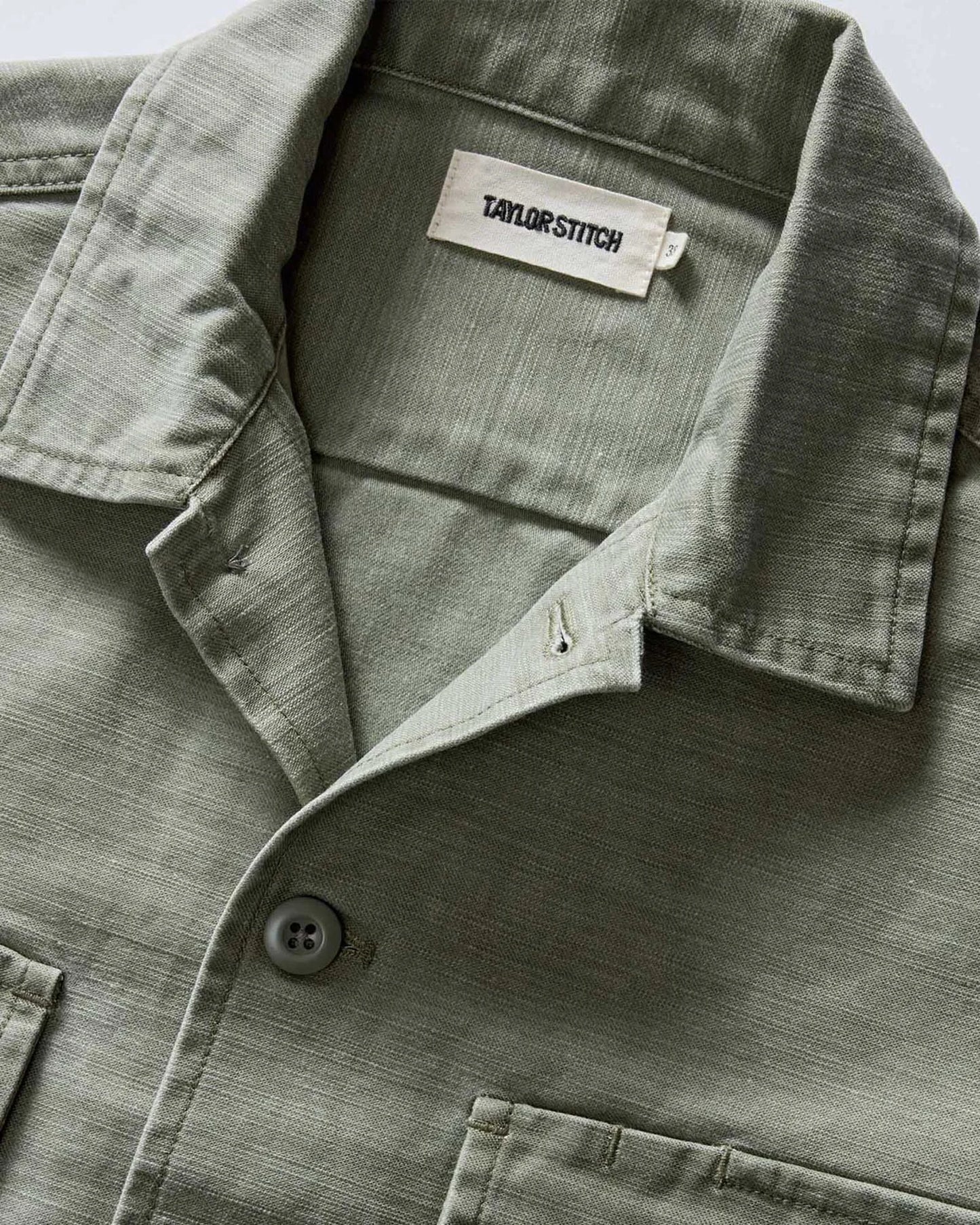 The Short Sleeve Surplus Shirt in Field Olive Reverse Sateen