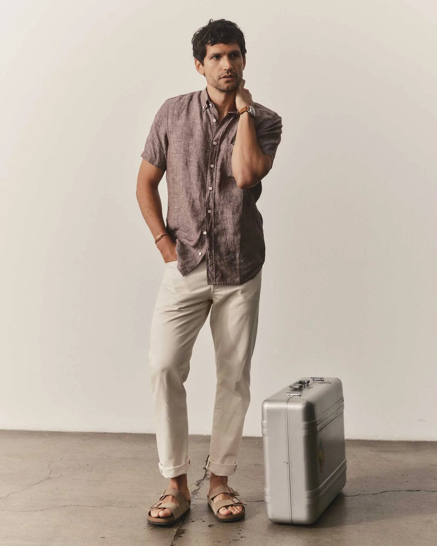 The Short Sleeve Jack in Burgundy Linen