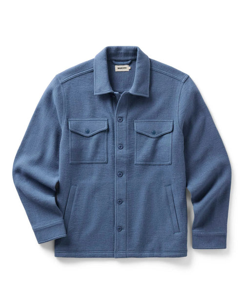 The Kenne Shirt Jacket in Blue Fog Cotton Wool Crepe