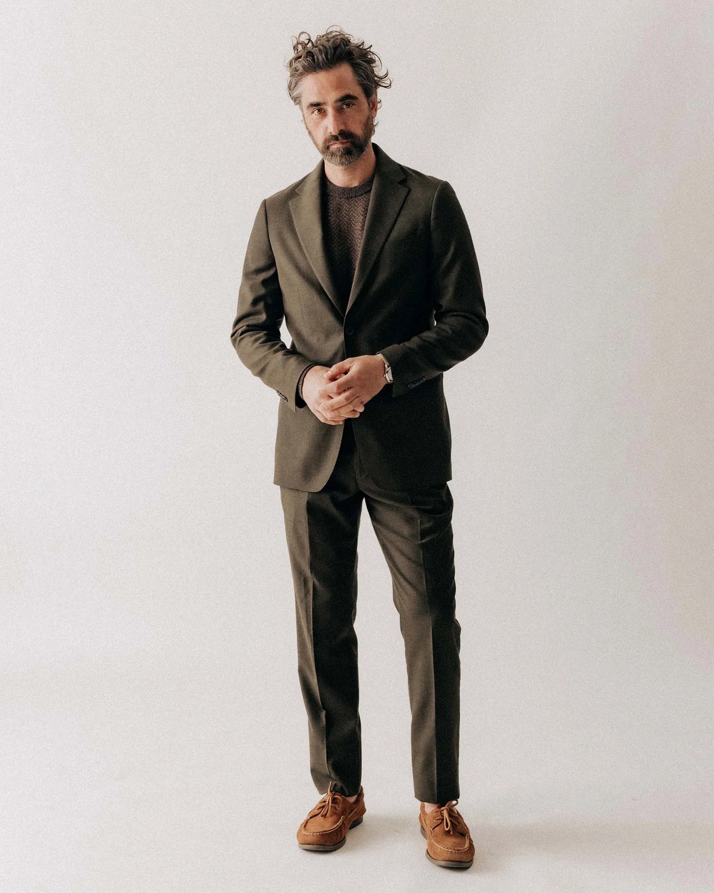 The Stevens Sportcoat in Black Olive Wool Flannel