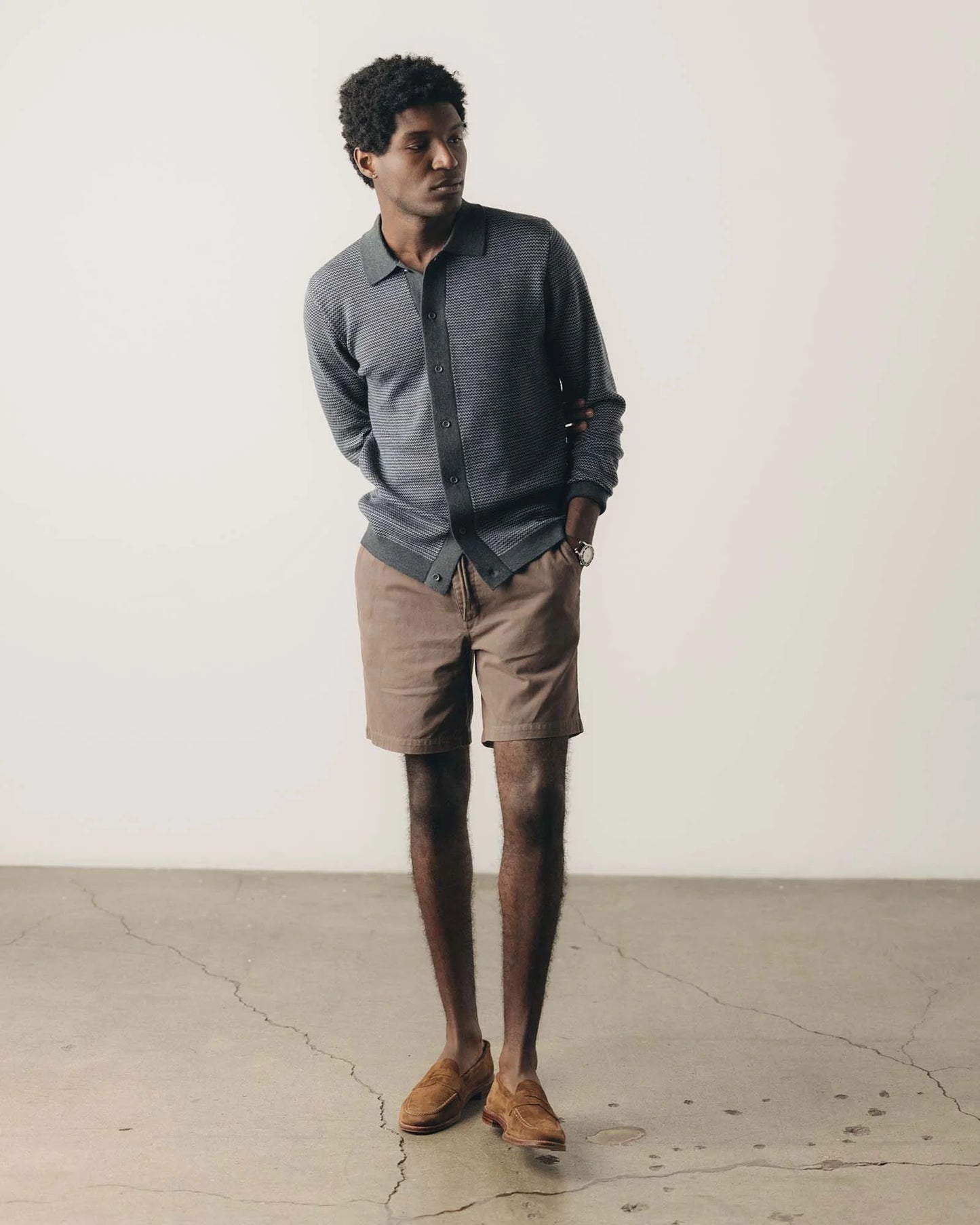 The Nichols Polo in Navy Birdseye Merino