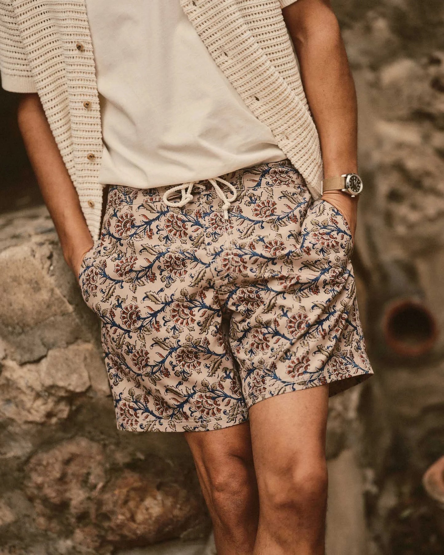 The Drift Board Short in Ivory Floral