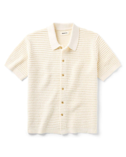 The Monterey Sweater Polo in Vintage White Crochet