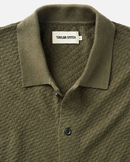 The Arlo Sweater Polo in Cilantro Texture Knit