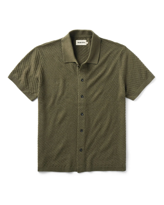 The Arlo Sweater Polo in Cilantro Texture Knit