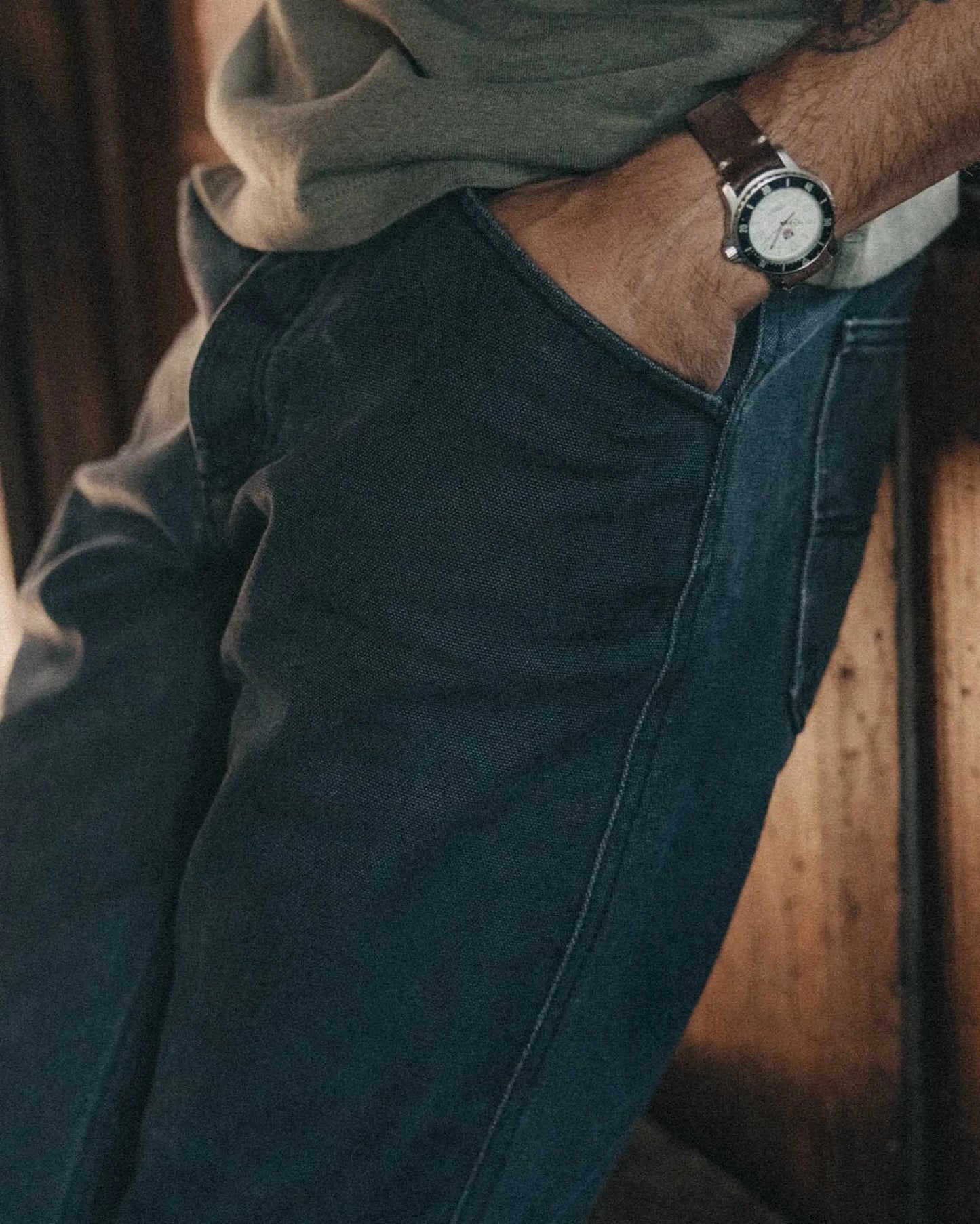 The Camp Pant in Coal Chipped Canvas