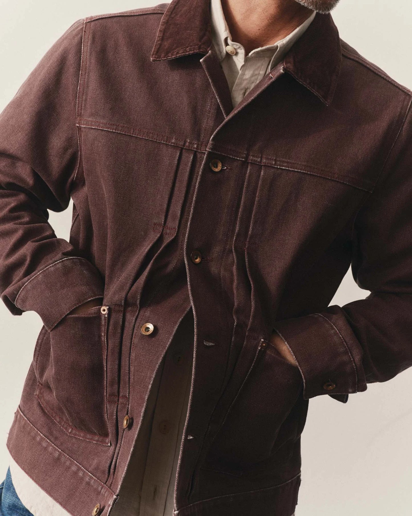 The Ryder Jacket in Burgundy Chipped Canvas
