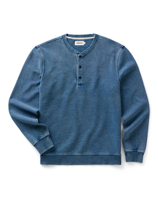 The Sunset Henley in Washed Indigo Terry