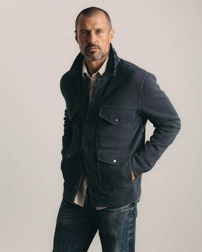 The Jackson Jacket in Rinsed Indigo French Terry Stripe