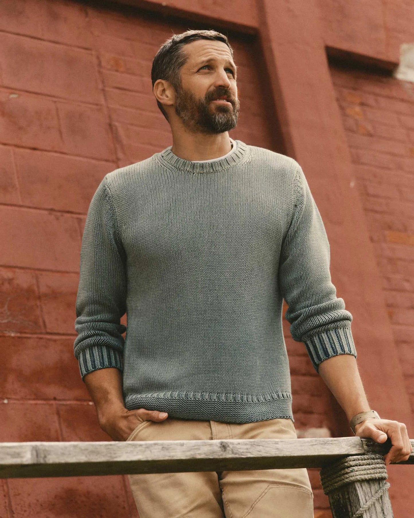 The Dory Crew Sweater in Washed Indigo