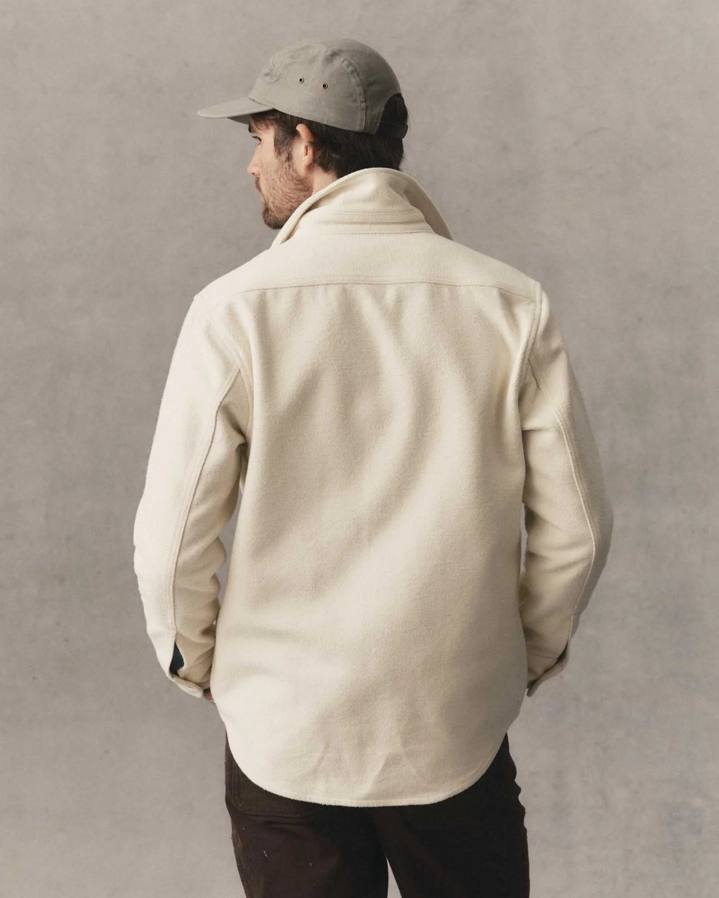 The Maritime Shirt Jacket in Vintage White Moleskin Twill