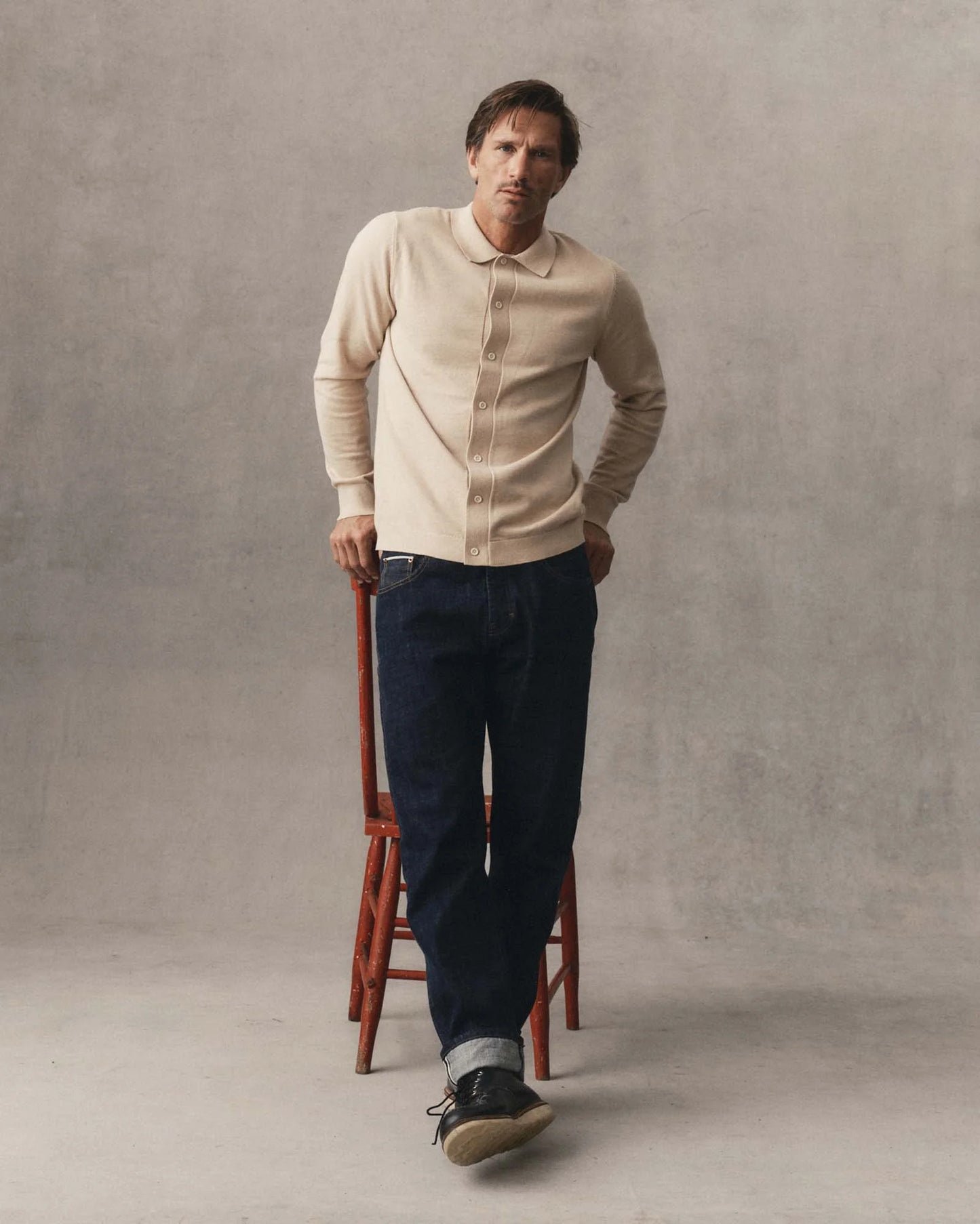 The Nichols Polo in Sable Cotton Cashmere