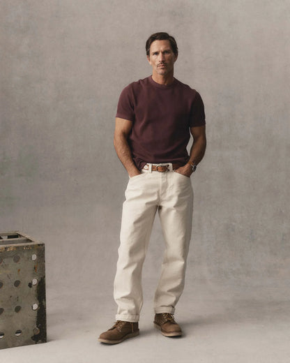 The Organic Cotton Short Sleeve Crew in Burgundy Waffle