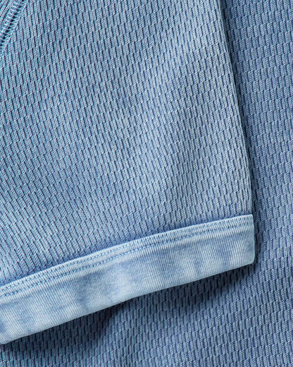The Organic Cotton Short Sleeve Crew in Washed Blue Waffle