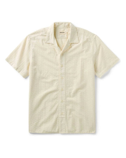 The Davis Shirt in Vintage White Embroidered Stripe