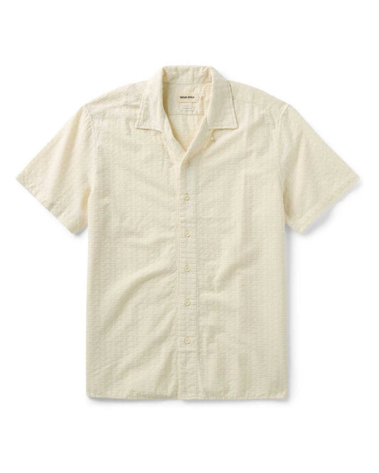 The Davis Shirt in Vintage White Embroidered Stripe