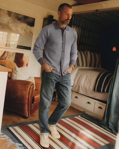 The Nichols Polo in Heather Grey Birdseye Merino