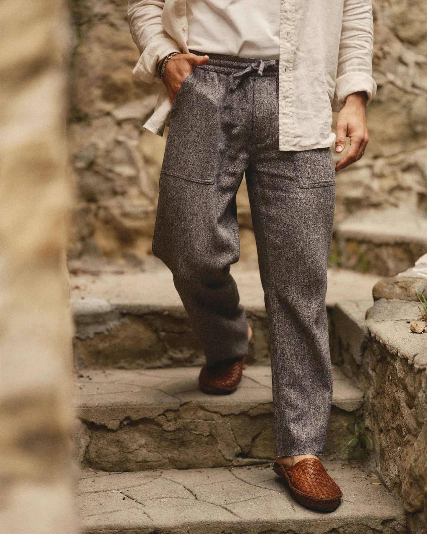 The Breakwater Pant in Grey Marl Hemp