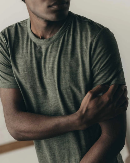 The Merino Tee in Heather Army