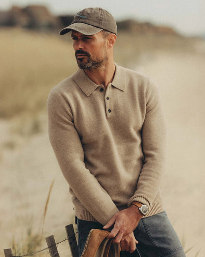 The Newton Sweater Polo in Heather Oatmeal