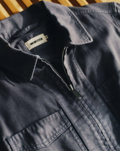 The Station Jacket in Petrol Blue Broken Twill