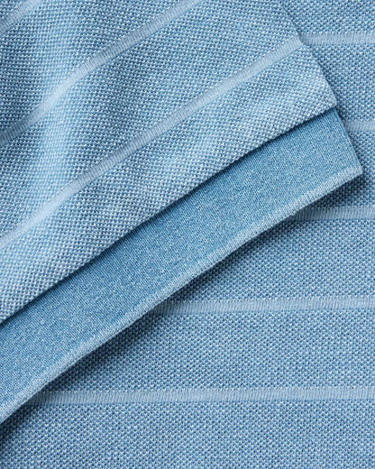 The Pacific Polo in Washed Indigo Pique Stripe