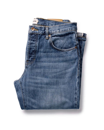 The Straight Jean in Mid Wash Organic Selvedge