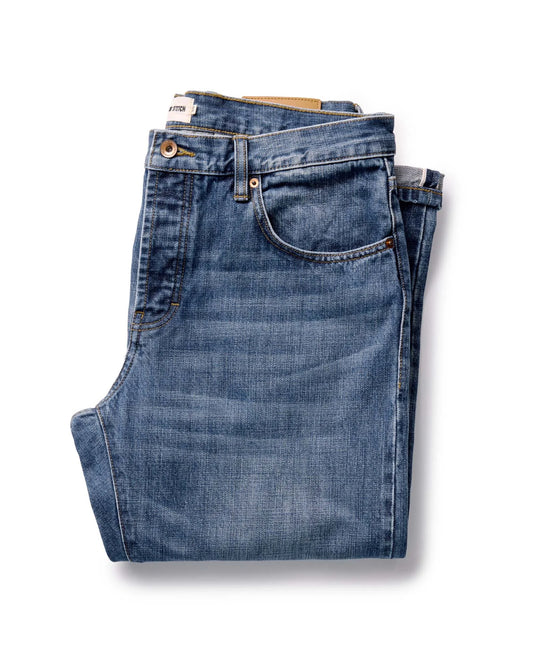 The Straight Jean in Mid Wash Organic Selvedge