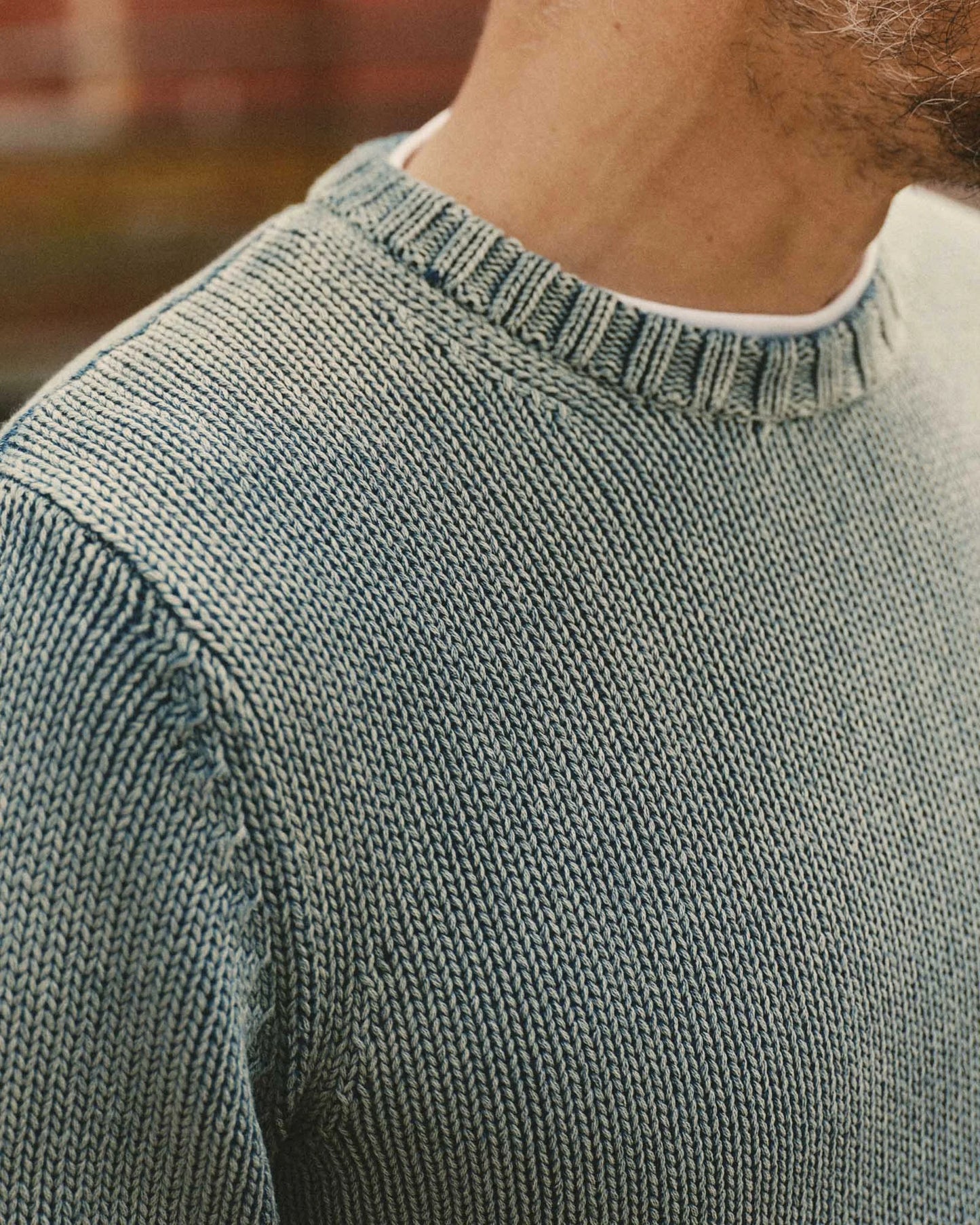 The Dory Crew Sweater in Washed Indigo