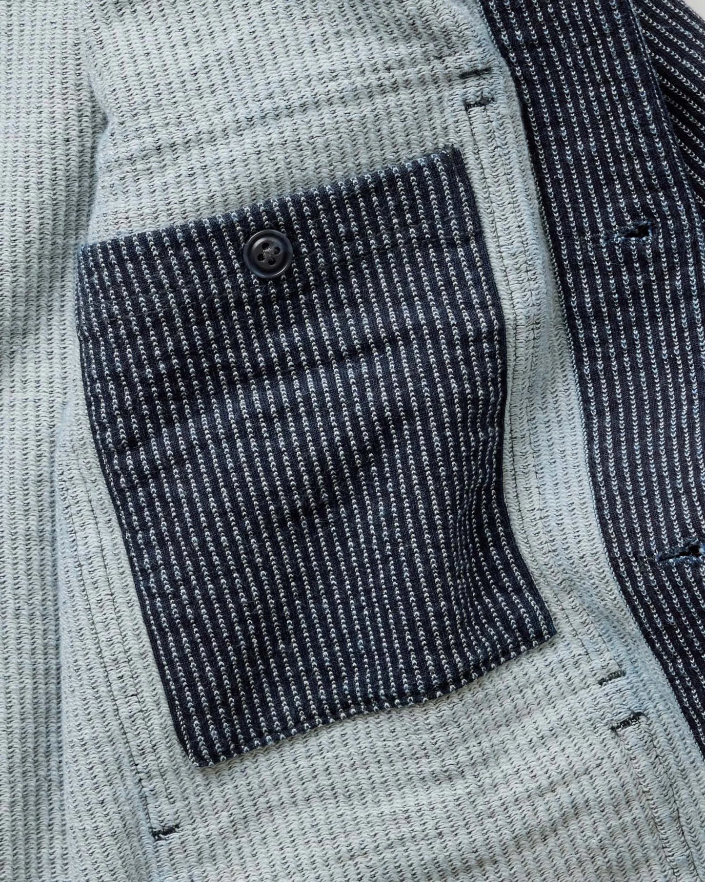 The Jackson Jacket in Rinsed Indigo French Terry Stripe