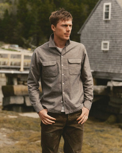 The Shore Shirt in Driftwood Portuguese Mouline Flannel