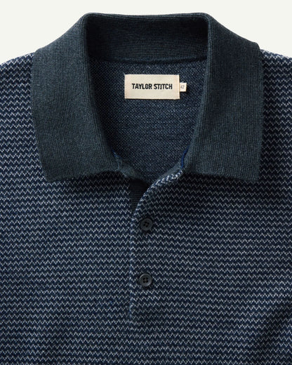 The Newton Sweater Polo in Navy Birdseye Merino