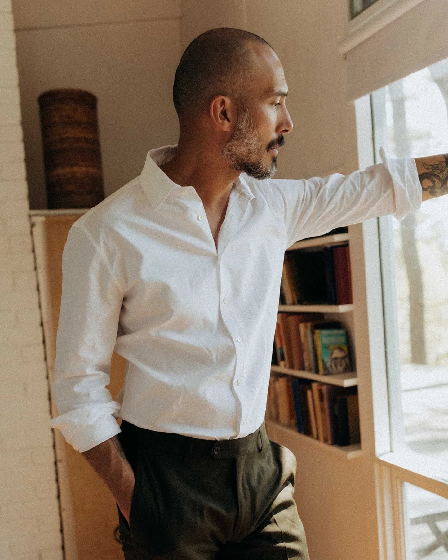 The Hyde Shirt in White Pinpoint Oxford