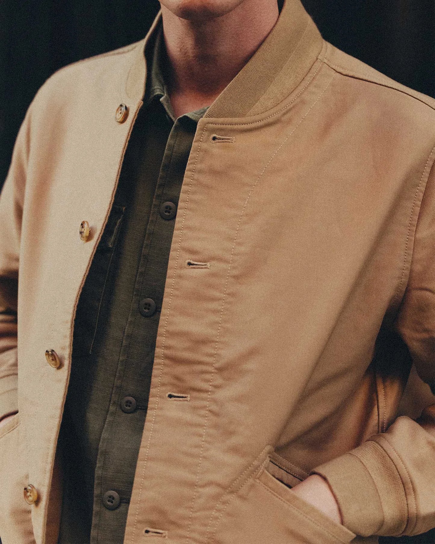 The Clark Bomber in Khaki Bedford Cord