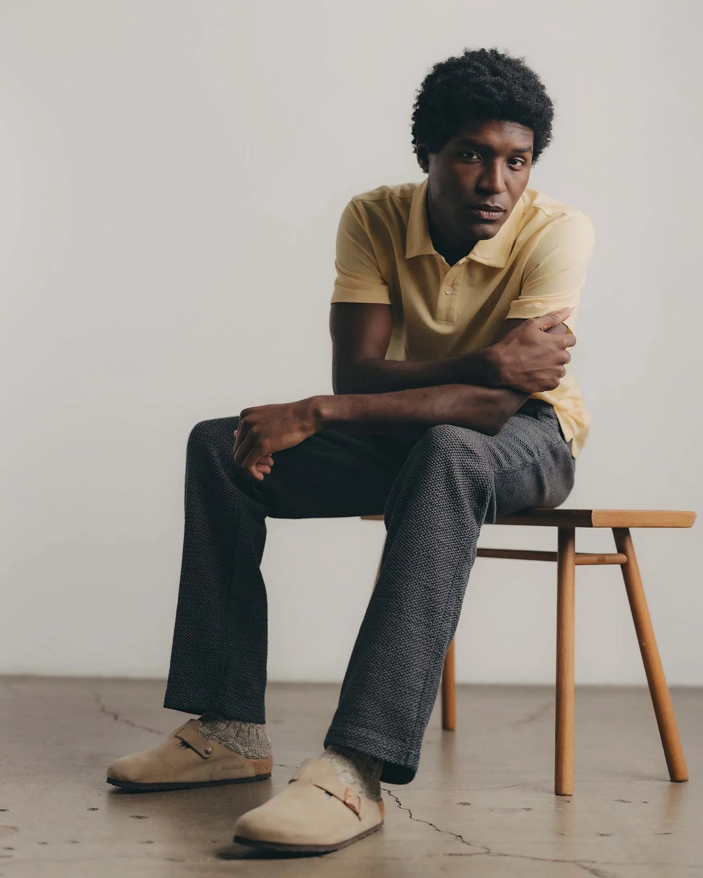 The Cotton Hemp Polo in Straw Pique