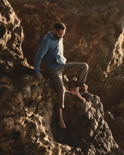 The Baja Pullover in Washed Indigo Terry
