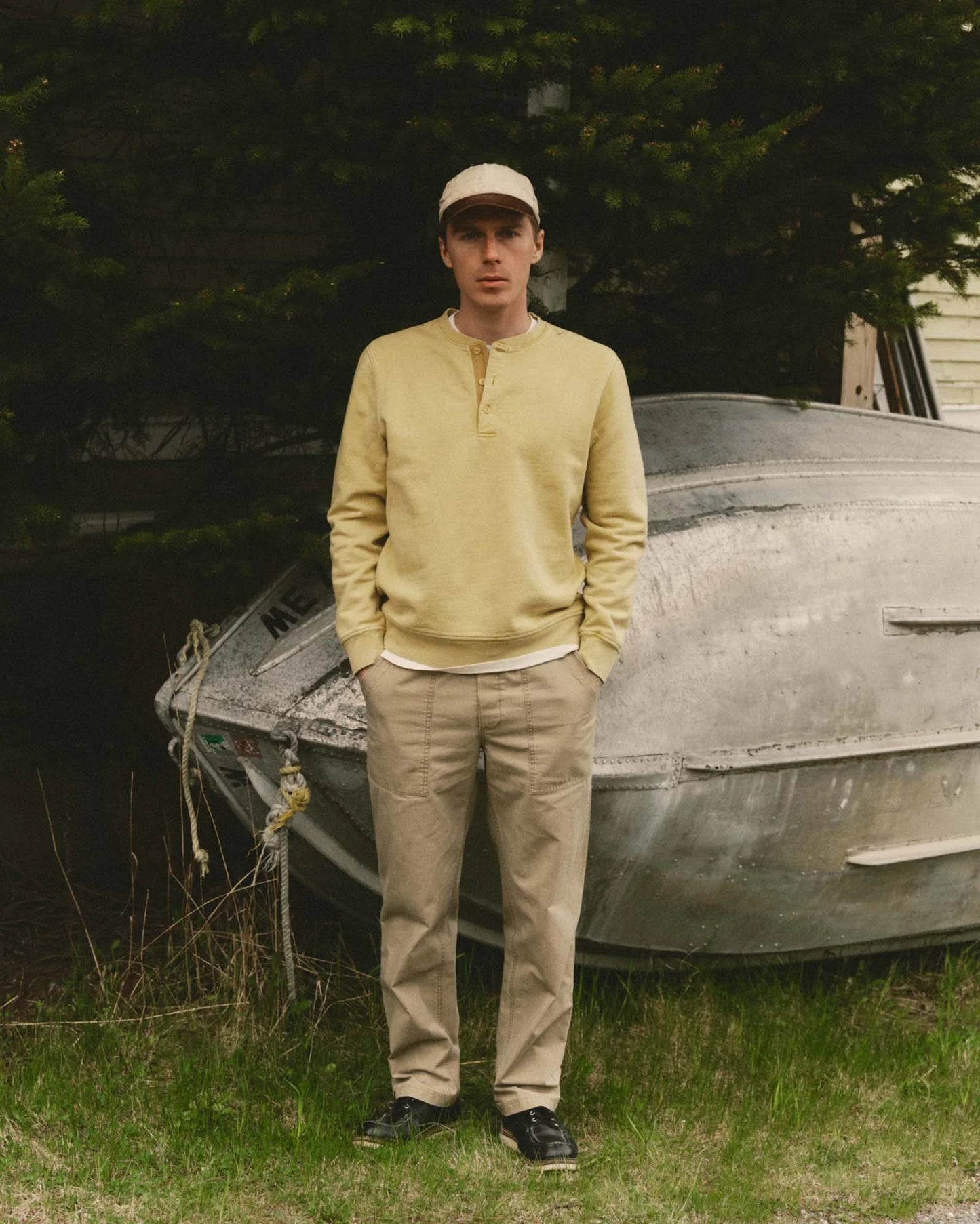 The Sunset Henley in Washed Goldfinch Terry