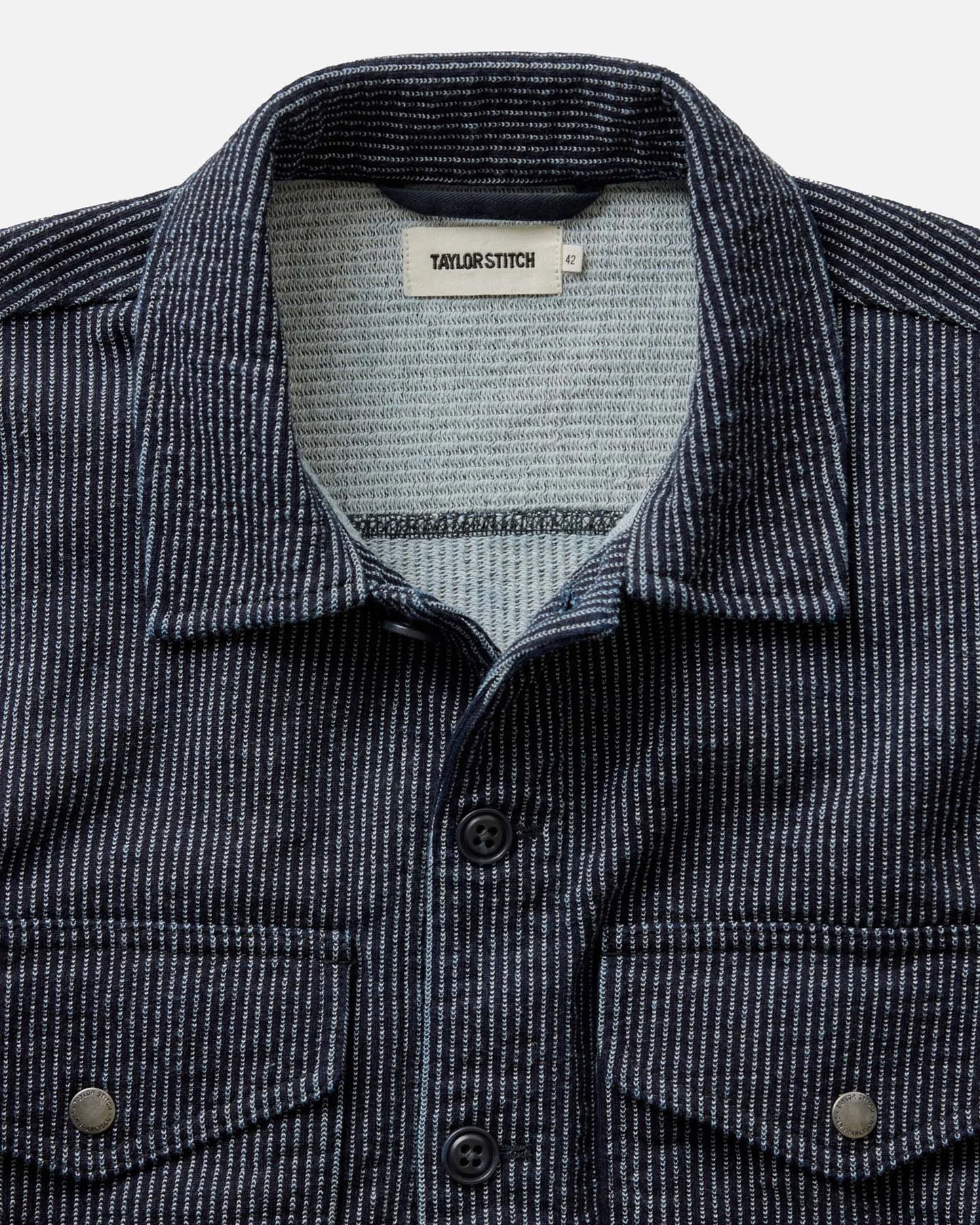 The Jackson Jacket in Rinsed Indigo French Terry Stripe